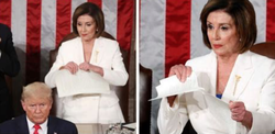Nancy Pelosi tears up Trump State of the Union speech after he finishes
