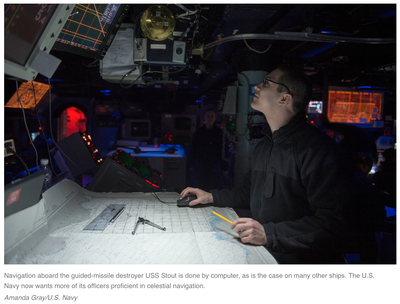 Navigation aboard the guided-missile destroyer USS Stout