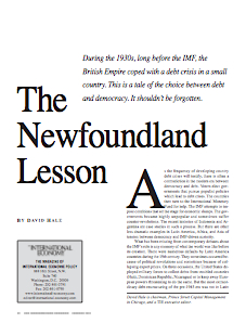 The Newfoundland Lesson - By David Hale - TIE Summer 2004
