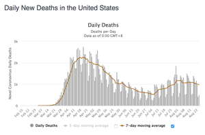 Daily New Deaths in the United States 2020-08-25