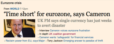 Forsa Financial; Times ‘Time short’ for eurozone, says Cameron 2011-10-09