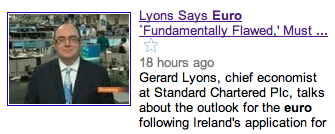 Lyons Says Euro `Fundamentally Flawed,' Must Change